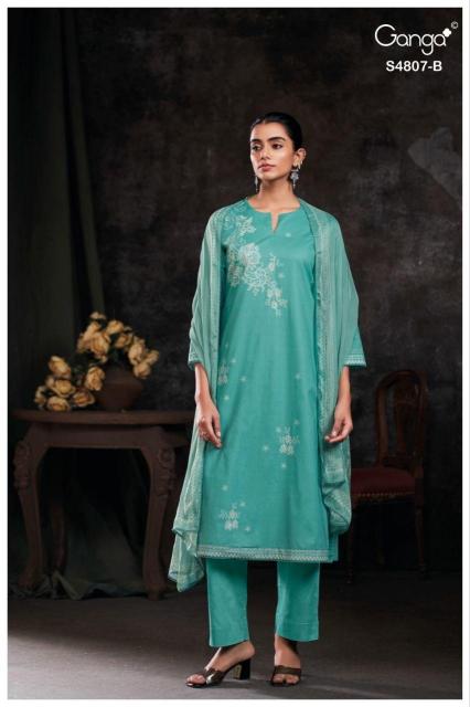 Ganga rishvya 4807 catalogue dress materials wholesale mumbai